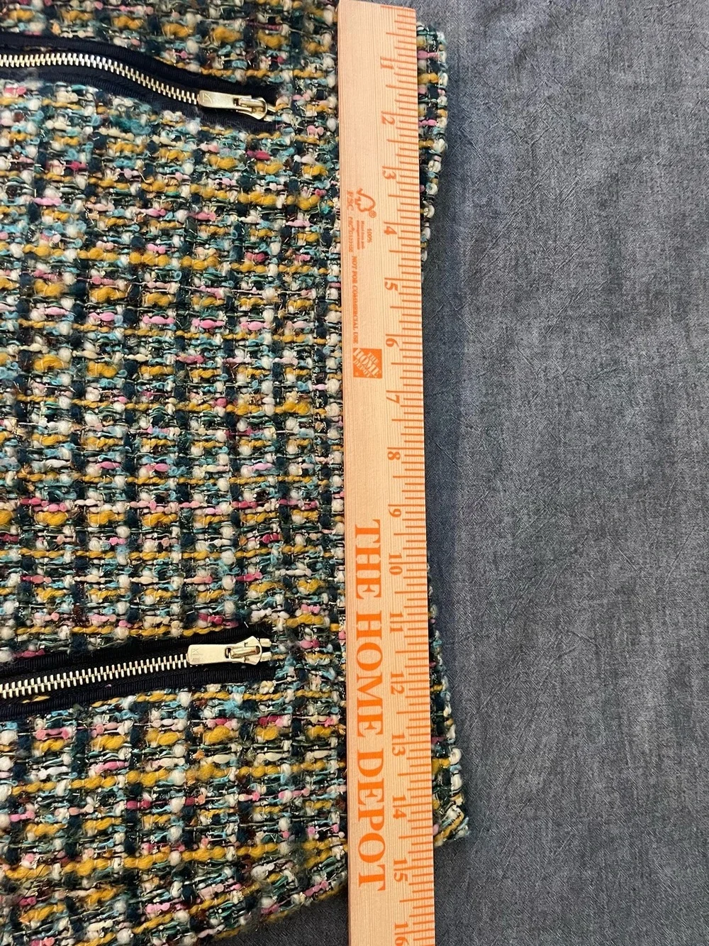 J. Crew Multicolor Tweed Mini Skirt with Gold Zipper Details Size 4